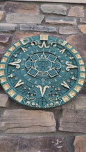 Load and play video in Gallery viewer, History MAYAN AZTEC CALENDAR Sculptural wall relief plaque 19" Museum Quality Neo-Mfg

