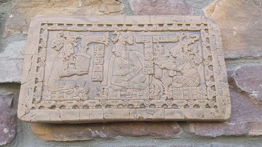History Aztec Mayan Palace tomb carving wall plaque art 12.5" www.Neo-Mfg.com a3