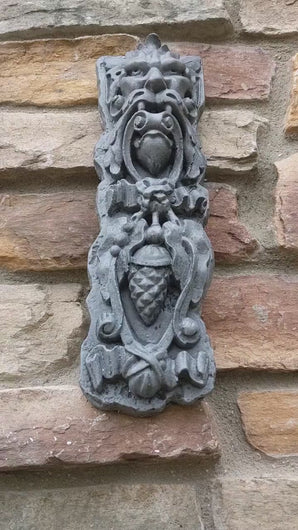 Gargoyle Satyr greenman wall sculpture plaque www.NEO-MFG.com 13.75" bacchus style