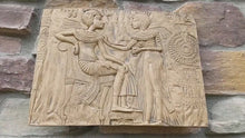 Load and play video in Gallery viewer, Egyptian King Tut Tutankhamen Throne chair front Sculptural wall relief  plaque www.Neo-Mfg.com 15.25"
