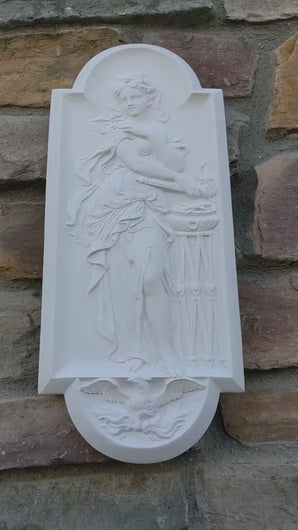 Roman Greek Carved nymph Fountain of Innocents Danaides of Argos Water Figure Sculptural Wall frieze plaque relief www.Neo-Mfg.com 15.125"