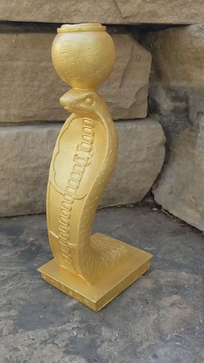 History Egyptian Netjer-Ankh w/ bowl Cobra Artifact  Sculpture Statue 8" www.Neo-Mfg.com Museum Replica