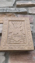 Load and play video in Gallery viewer, Inca Viracocha Tiwanaku Gateway sun sunkasapas Sculptural wall relief plaque  www.Neo-Mfg.com home decor 8.66"
