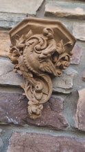 Load and play video in Gallery viewer, Gargoyle Satyr dragon wall Shelf corbel Grotesque goblin sculpture www.NEO-MFG.com  7" Mythical Dragon Bracket

