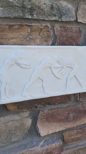 Nude Male Wrestlers Wall Plaque Antique Reproduction Figure Sculptural Wall frieze plaque relief www.Neo-Mfg.com 16"