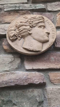 Load and play video in Gallery viewer, Roman Greek Apollo &amp; Diana Freedom coin Sculptural Wall relief plaque www.Neo-Mfg.com 9.5"
