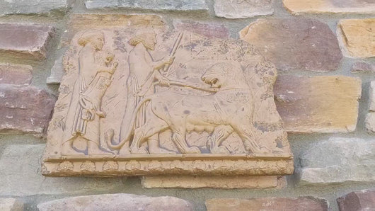 Assyrian Elamites with two lion East staircase Persian Persepolis art Wall Sculpture 15.75" www.Neo-Mfg.com