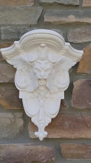 Gargoyle Satyr wall Shelf corbel Grotesque goblin sculpture www.NEO-MFG.com 12" winged greenman leaf face