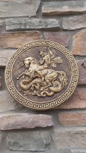 Load and play video in Gallery viewer, Roman Greek Saint George the Victorious Stone Carving Sculpture Wall Frieze 12" www.Neo-Mfg.com
