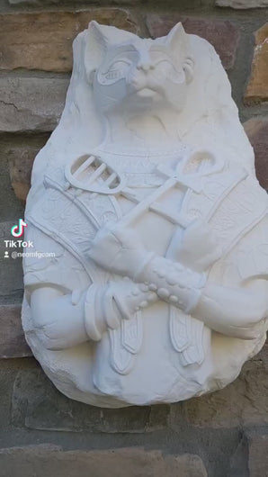 Egyptian Bastet cat fragment torso Sculptural wall relief bust www.Neo-Mfg.com 16.75"