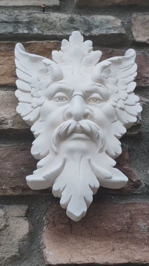 Green Man Michelangelo Florentine Man Grünmann Wandskulptur Mittel wall Sculpture Mask Wall Plaque Vintage sculpture 12" www.Neo-Mfg.com