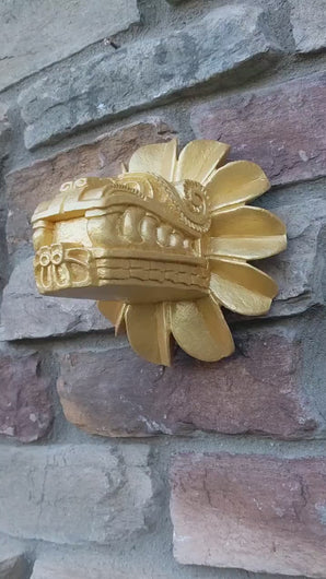 History Feathered Serpent Head of Quetzalcoaltl Aztec Maya Artifact Carved Sculpture Statue 7" www.Neo-Mfg.com