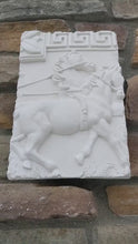 Load and play video in Gallery viewer, Charge of the Roman Charioteer Horse Sculpture Statue Chariot Horse 12"  wall sculpture www.Neo-mfg.com m4
