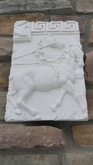 Charge of the Roman Charioteer Horse Sculpture Statue Chariot Horse 12"  wall sculpture www.Neo-mfg.com m4