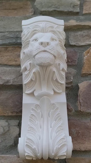 Animal Lion Face with Acanthus Corbel Column plaque Fragment relief www.Neo-Mfg.com 14" each