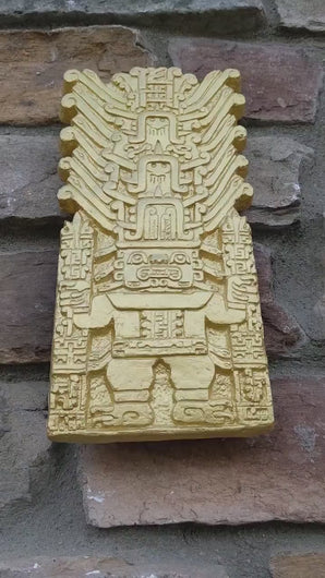 Incan Peruvian stela Raimondi Chavín Sculptural wall relief plaque 10" www.Neo-Mfg.com home decor j9