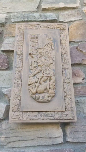 Aztec Mayan Yaxchilán Lintel Sculpture 20" www.Neo-Mfg.com Plaque relief carving