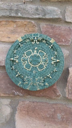 History MAYAN AZTEC CALENDAR Sculptural wall relief plaque 7" www.Neo-Mfg.com b9
