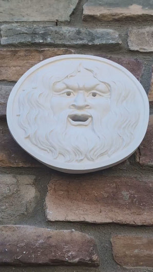 Roman Greek Mouth of truth Bocca della Verita Sculptural Wall frieze plaque relief www.Neo-Mfg.com 9.5"