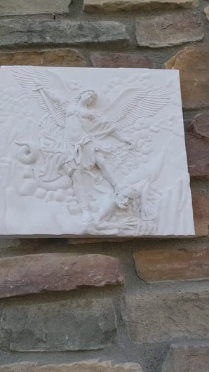 Historical religious Mythological St. Michael the Archangel wall angel 17" sculpture plaque Sculpture www.Neo-mfg.com