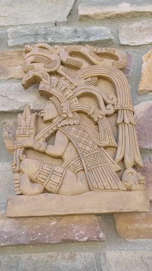 Aztec Mayan offering god corn serpent wall Sculpture plaque  www.Neo-Mfg.com Home decor 14"