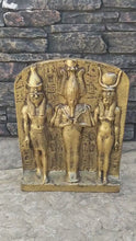 Load and play video in Gallery viewer, History Egyptian Triad of Osiris Dedia stele the master builder. Isis Osiris &amp; Horus Artifact  Sculpture Statue 16" www.Neo-Mfg.com
