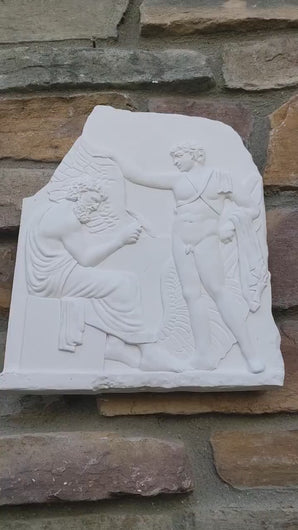 Roman Greek Daedalus and Icarus Stone Carving Sculpture Wall relief  12" www.Neo-Mfg.com museum reproduction