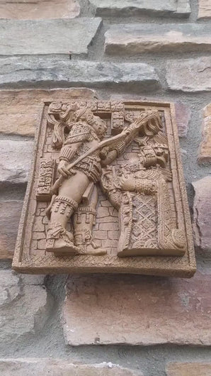Aztec Mayan Yaxchilán Lintel 24 Sculpture 9.5" www.Neo-Mfg.com Plaque relief carving