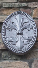Load and play video in Gallery viewer, Decor Oval FLEUR De Lis tuscan art wall sculpture plaque 16" www.NEO-MFG.com
