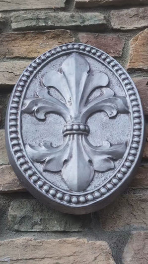 Decor Oval FLEUR De Lis tuscan art wall sculpture plaque 16" www.NEO-MFG.com
