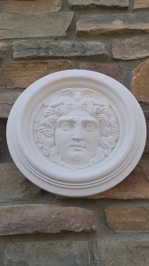 Medusa Gorgon Istanbul Artifact Carved wall plaque Sculpture Statue 12" www.Neo-Mfg.com high relief
