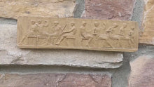 Load and play video in Gallery viewer, History Roman Parthenon Frieze Stela Fragment Sculptural wall relief plaque www.Neo-Mfg.com 9.5" Henning  design
