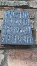 Load and play video in Gallery viewer, Egyptian hieroglyphics Fragment Sculptural wall relief plaque www.Neo-Mfg.com 9" Museum reproduction
