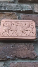 Load and play video in Gallery viewer, Roman Greek Sphinx Winged Human headed &amp; Griffin headed lion Sculptural wall relief plaque www.Neo-Mfg.com 7" Museum reproduction k28
