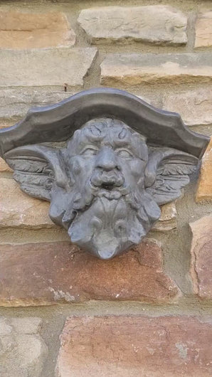 Gargoyle winged greenman shelf sculpture wall plaque  www.NEO-MFG.com 10.5"