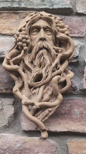 Nature Garden Greenman Grape Harvest Sculptural wall relief bust www.Neo-Mfg.com 13.75"