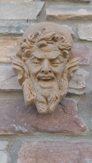 Pan Gargoyle Satyr Faun wall Mephistopheles corbel keystone Grotesque goblin sculpture www.NEO-MFG.com 7"