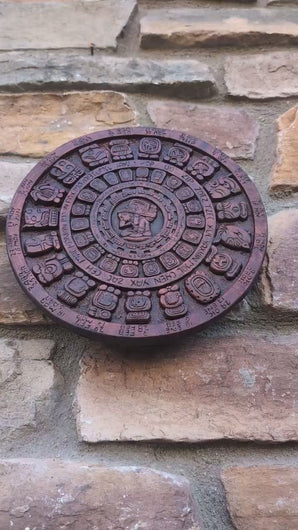 History MAYAN AZTEC Haab Tzolkin CALENDAR Sculptural wall relief plaque 8.5" Museum Quality Neo-Mfg n12
