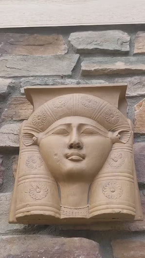 Egyptian Hathor Capital Relief fragment head bust  wall plaque art Sculpture 12" www.Neo-Mfg.com Museum reproduction
