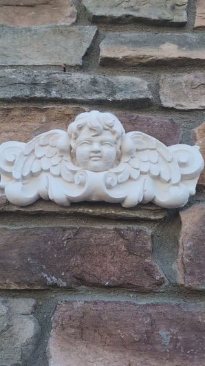 Williamsburg Angel winged child face baby corbel wall sconce shelf 10.75" sculpture www.NEO-MFG.com