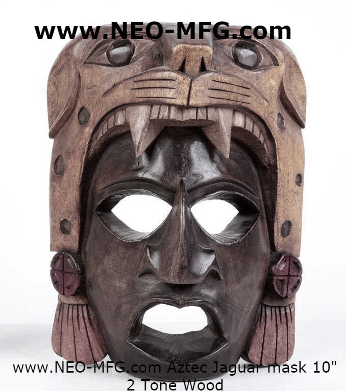 Aztec Maya Artifact Warrior mask Jaguar Sculpture Statue T –