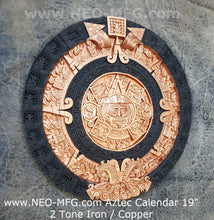 Load image into Gallery viewer, History MAYAN AZTEC CALENDAR Sculptural wall relief plaque 19&quot; Museum Quality Neo-Mfg Cold Cast Metal
