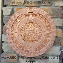 Load image into Gallery viewer, History MAYAN AZTEC CALENDAR Sculptural wall relief plaque 19&quot; Museum Quality Neo-Mfg Cold Cast Metal
