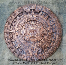 Load image into Gallery viewer, History MAYAN AZTEC CALENDAR Sculptural wall relief plaque 19&quot; Museum Quality Neo-Mfg Cold Cast Metal
