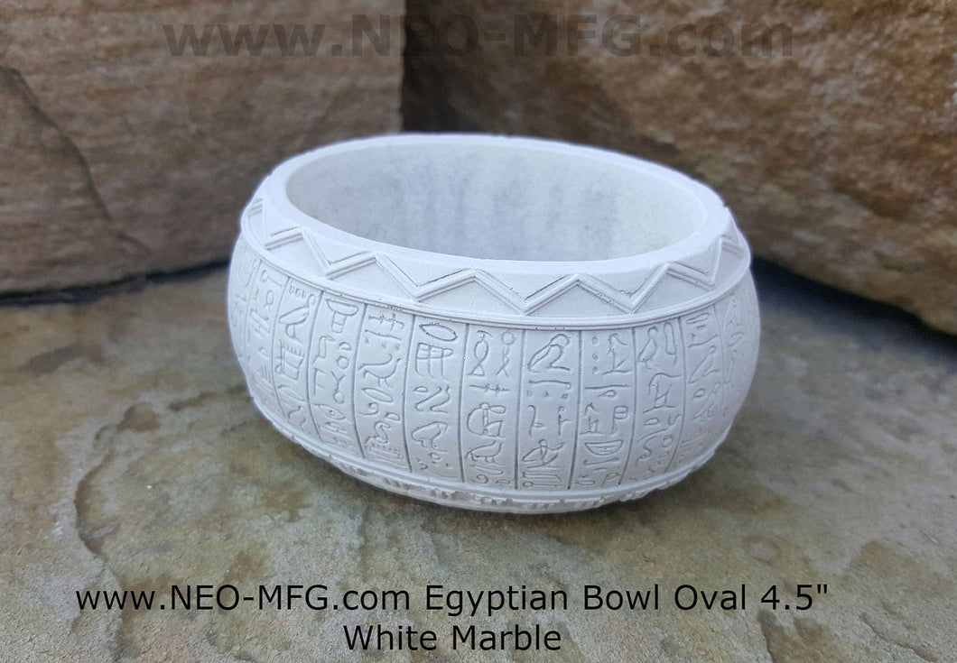 History Egyptian Hieroglyphics Bowl Vessel  Oval container www.Neo-Mfg.com 4.5"