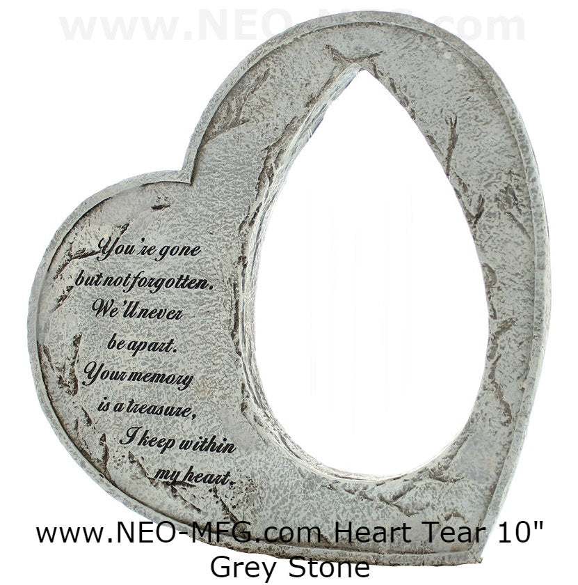 HEART tear drop memorial wall sculpture statue plaque www.Neo-Mfg.com 10"