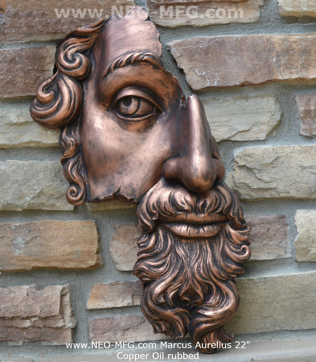 Marcus Aurelius Antoninus Augustus 3D Portrait Face Wall Plaque Sculpture Fragment 22" Museum Quality www.Neo-Mfg.com