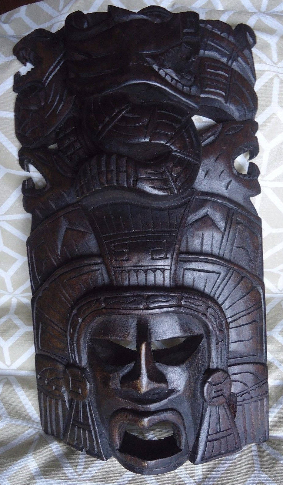 History Aztec Maya Artifact serpent mask Sculpture Statue 14.5" Tall www.Neo-Mfg.com