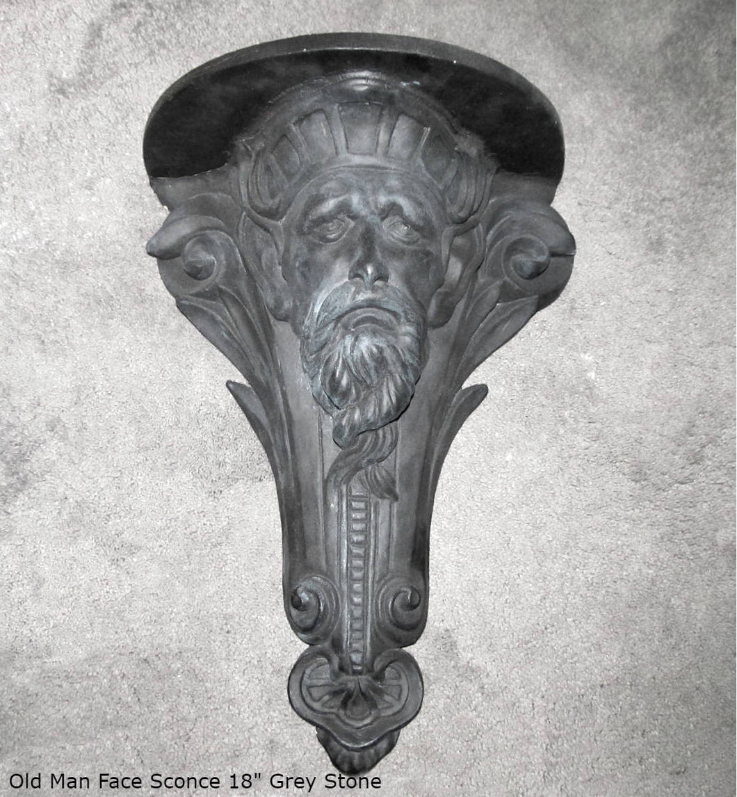 Gothic medieval Old man face Wall Plaque sculpture Sconce www.Neo-Mfg.com 18" home decor art  Michelangelo design