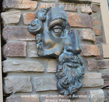 Load image into Gallery viewer, Marcus Aurelius Antoninus Augustus 3D Portrait Face Wall Plaque Sculpture Fragment 22&quot; Museum Quality www.Neo-Mfg.com

